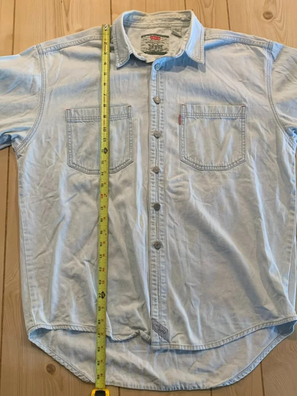 Vintage 90s Levi's Levi Strauss Retro Grunge Punk Indie Bleached Denim Shirt L